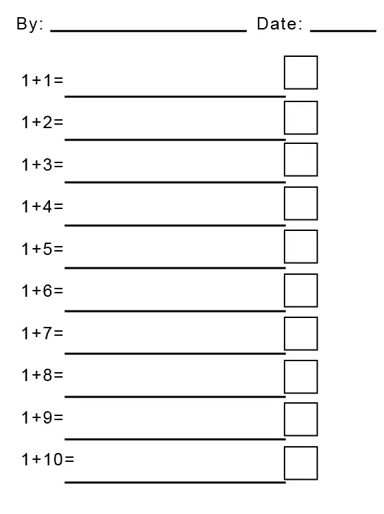 Simple Addition Math Worksheets