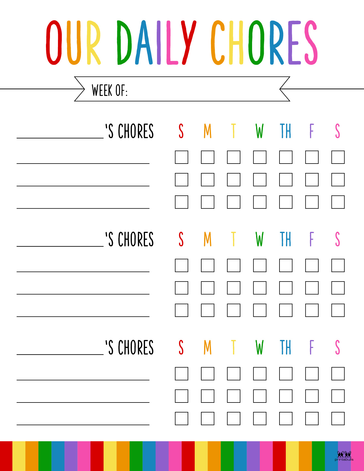 Multiple Children Chore Charts - 10 Free Printable Charts - PrintaBulk