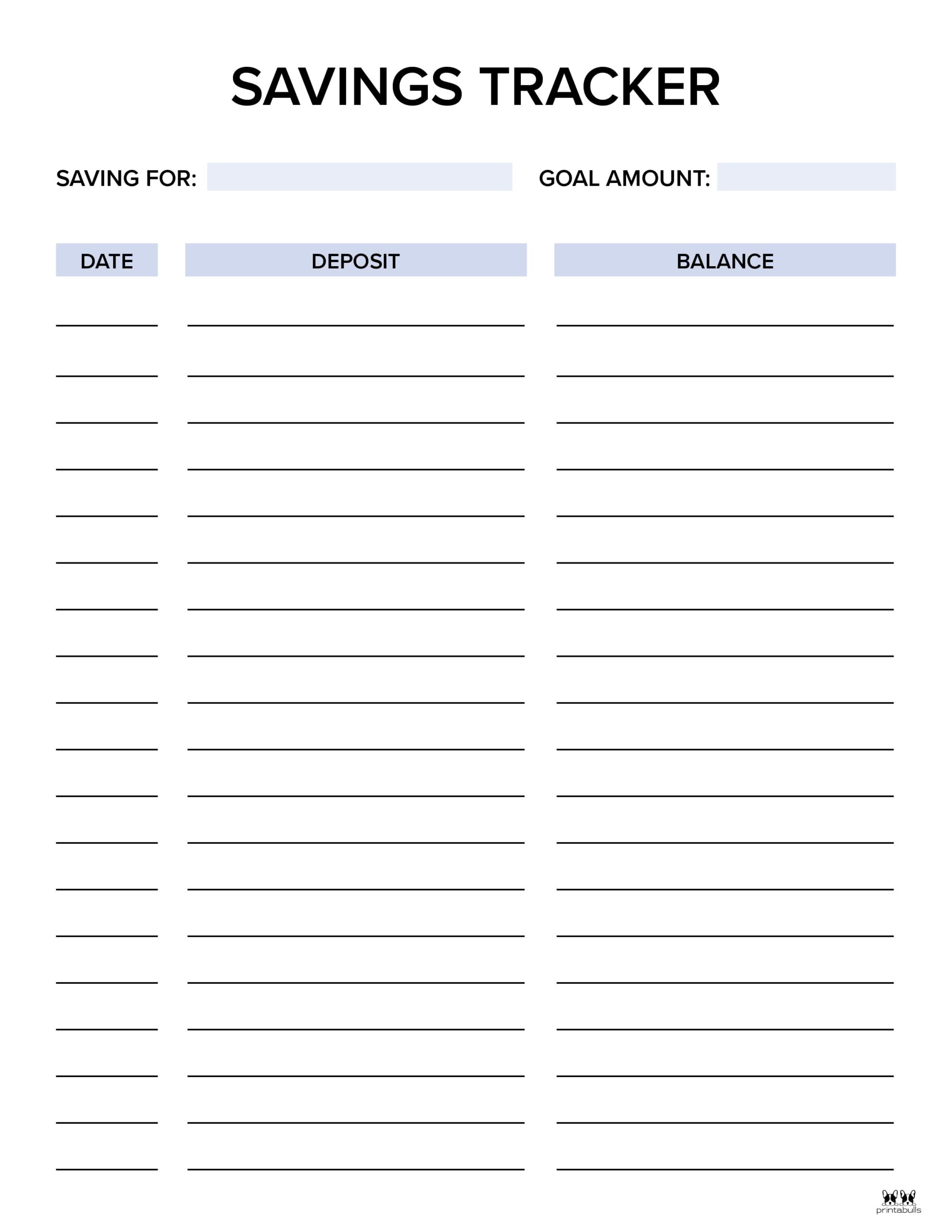 Savings Tracker Printable Pdf Free