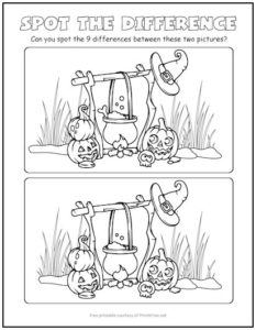 Halloween Campfire Spot the Difference Picture Puzzle | Print it Free