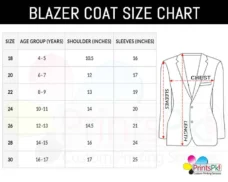 School Coat Blazer Size Chart,