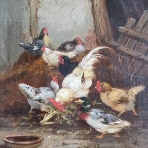 Claude Guilleminet The Farmyard Hen Cock Duck