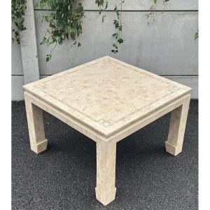 Coffee Table In Tessellated Mother-of-pearl Stone Circa 1980