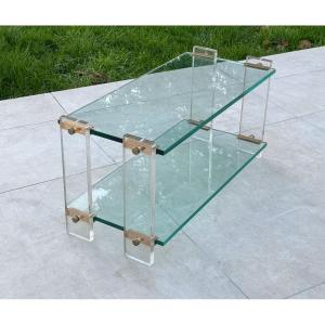 Glass And Plexi Coffee Table Circa 1970