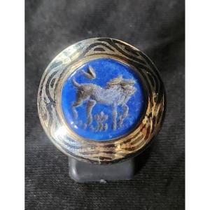 Bague  En Argent Et Intaille Lapis Lazuli