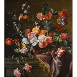 Jean-Michel Picart (Anvers, 1600 - Paris, 1682), Nature Morte Aux Fleurs