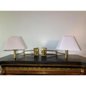 Articulated Wall Lights In Gilded Brass 