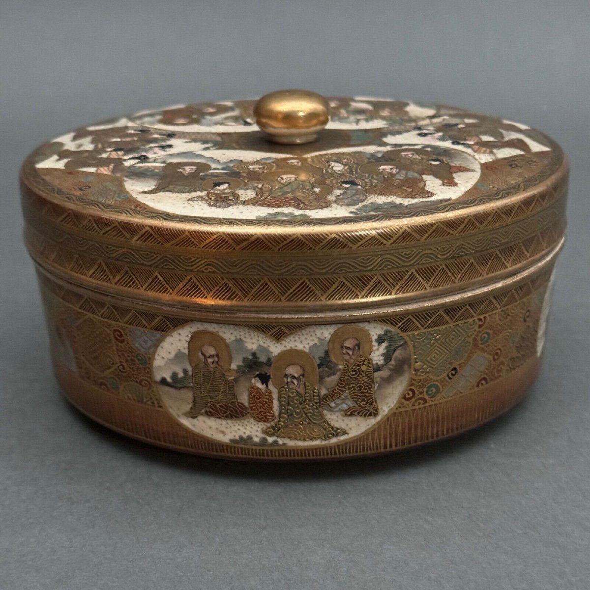 Satsuma Japan Candy Box With Gold-accented Seal-photo-2