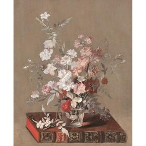 Att. To Jean-louis Prevost - Flowers In A Glass, Placed On A Book