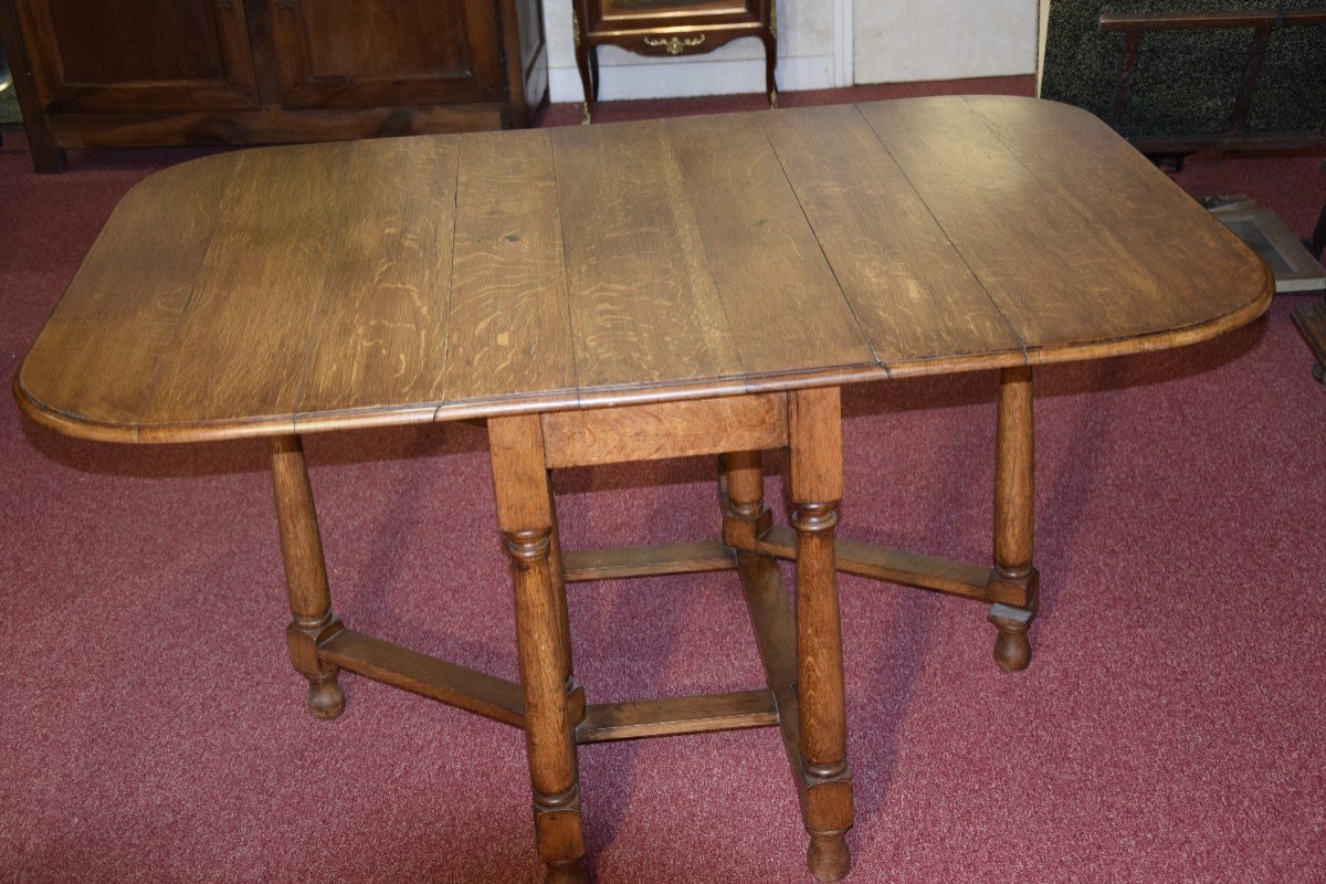 Large Gateleg Table In Solid Oak -photo-4