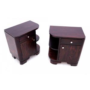 Pair Of Art Deco Bedside Tables, Poland, 1950s.