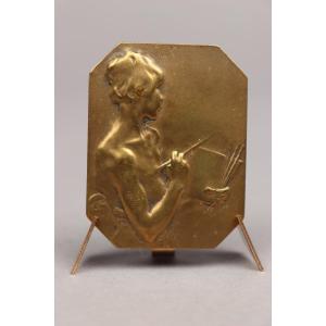 La Peinture, Médaille En Bronze Par Alexandre Charpentier