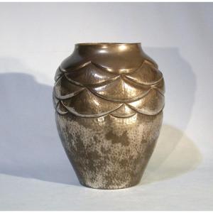 "art Deco" Pewter Vase By Rene Delavan