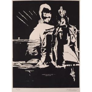 Black And White Limited Addition Lithograph - Teresa Vilarrubias (1914)