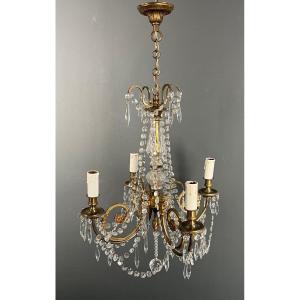 Cristal And Bronze Chandelier. French Work In The Louis 16th Style. Circa 1900