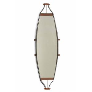 1960s Design Wall Mirror With Lacquered Wood Frame