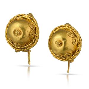 Paire De Boucles d'Oreilles En Or De La Rome Antique. Vers Le 1er - 3e Siècle Après J.-c. 