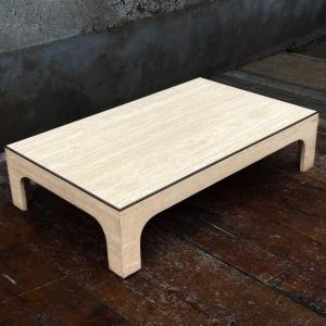 Travertine Coffee Table 1970 Signed Willy Rizzo