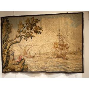 Tapestry Ep 18th Century Port Scene 