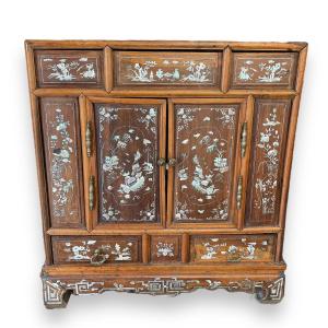 Cabinet Chine Indochine En Bois Et Nacre XIXeme