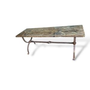 Bellemare Collection Coffee Table In Erfoud Stone And Fossils