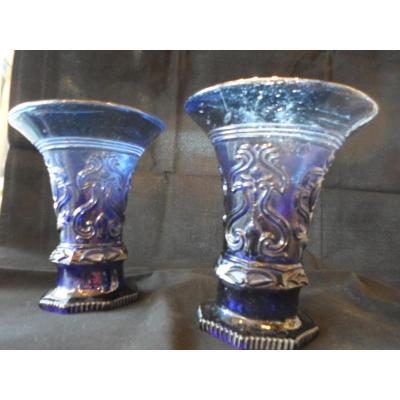 Pair Of Eighteenth Cobalt Vases