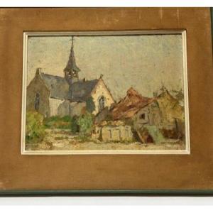  "a Painting Of A Church View In The Style And Period Of Rik Wouters."