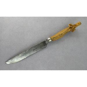 Character Hunter's Knife, Deer Wood And Steel, 18th Century