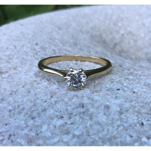 Bague solitaire, or et diamant (certificat)