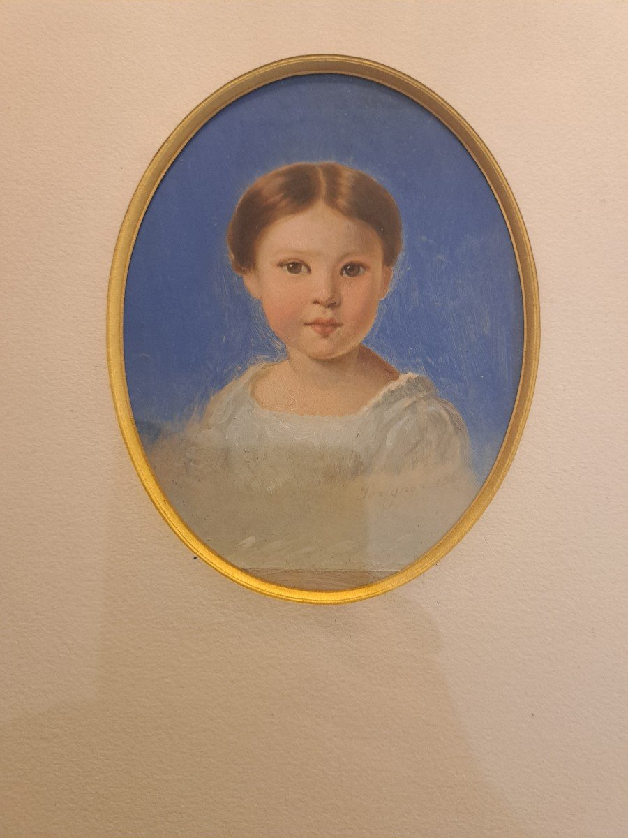 Alexis Joseph Pérignon , Portrait De Jeune Fille , Gouache Sur Papier , XIX°. -photo-2