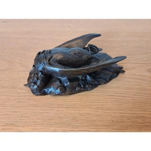 D'après Cain ou Moigniez , Oiseau mort , Bronze , XIX°. 