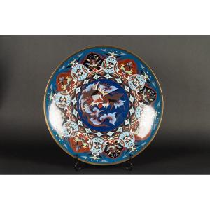 Plat En Cloisonné Avec Phénix, Japon, ère Meiji (1868-1912)