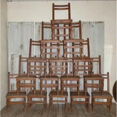 Series Of 15 Walnut Chairs 19th Time