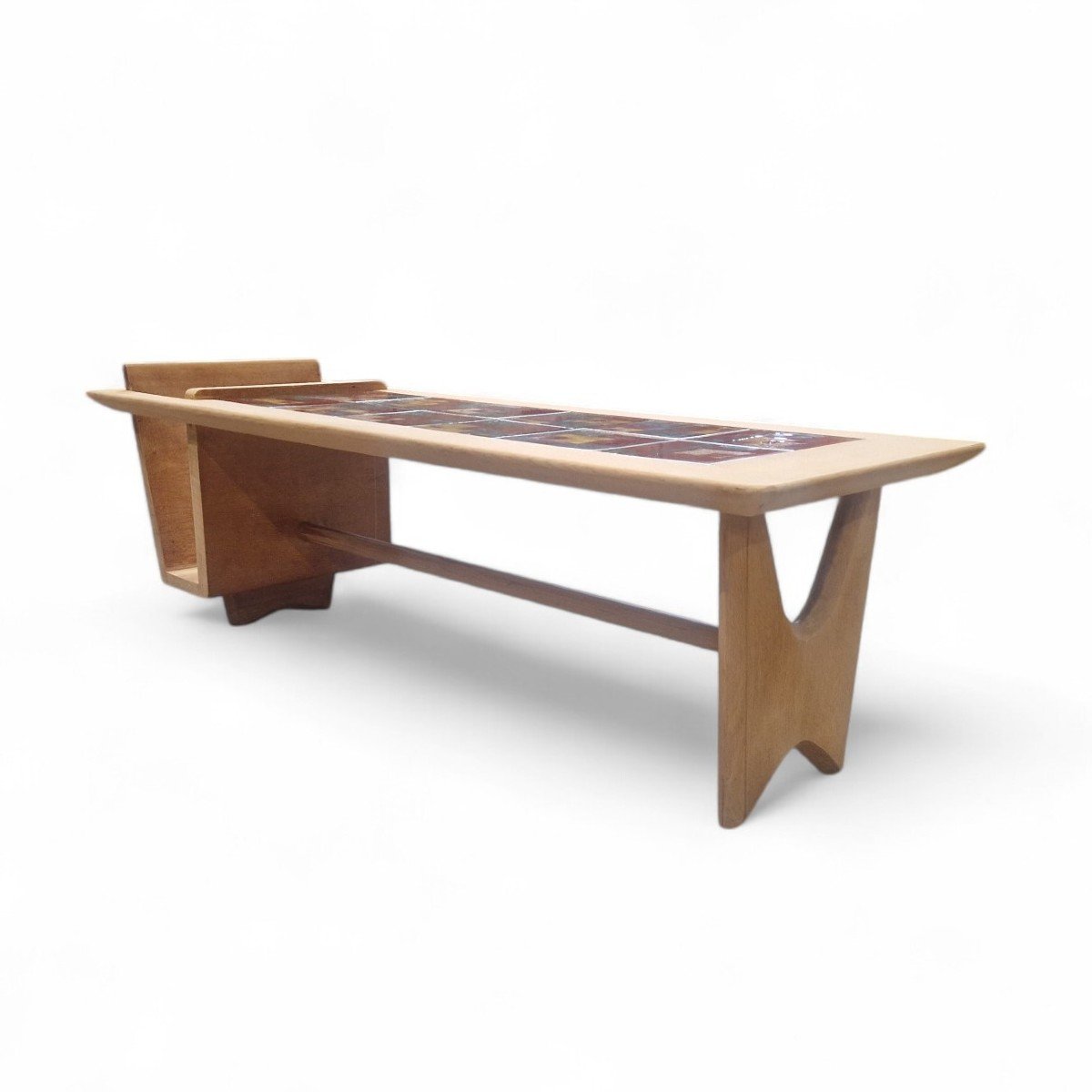 Thibault Coffee Table In Light Oak And Ceramics, Guillerme Et Chambron-photo-3