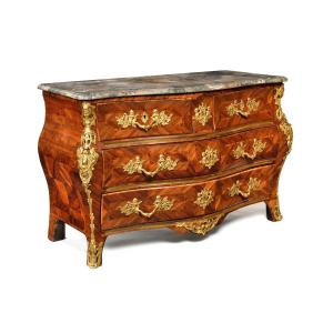  Rare Rosewood Chest Of Drawers With A Movement Shape Pierre Migeon II (1696-1758)