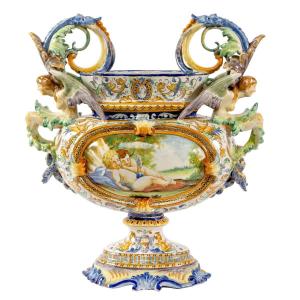 Italian Majolica Earthenware Vase Early 20th Century