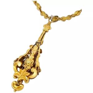 1820’s Georgian Pinchbeck Gold Torpedo Chandelier Pendant Decorated With Cannetille And Filigre