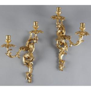 Pair Of Regency Period Gilt Bronze Sconces