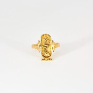 Bague Or Jaune Cartouche Egyptien