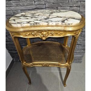 Gilded Wood Pedestal Table - Louis XV Style - 20th Century.