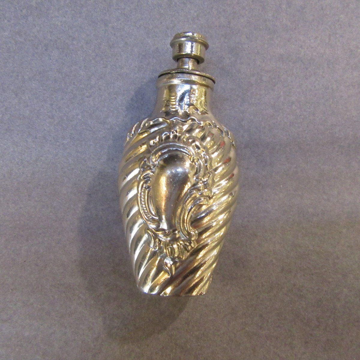 Salt Bottle In Metal Or Silvered Bronze Late 19th