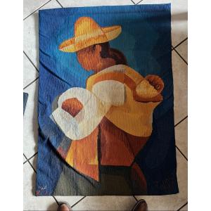 Genuine Louis Toffoli Tapestry (1907-1999) In Wool Handmade Atelier Four