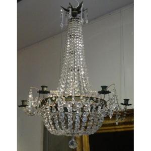 Directoire Style Hot Air Balloon Chandelier In Painted Sheet Metal, Glass And Crystal