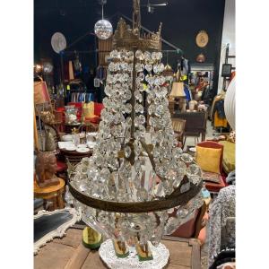 Louis XVI Style Hot Air Balloon Shaped Basket Chandelier From The 20th Century. 