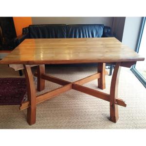 Solid Elm Dining Table, 1970s