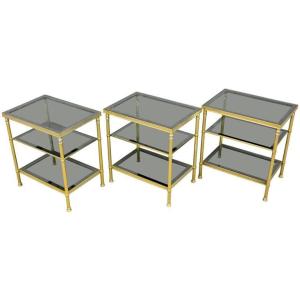 3 Maison Baguès Style Side Tables Or Sofa End Tables Circa 1970