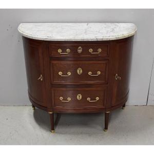 Small Buffet - Mahogany Demi-lune Commode, Louis XVI Period - Eighteenth