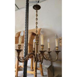  Louis XVI Style Gilt Bronze Chandelier Richly Decorated, 1900s Period