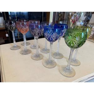 Suite De 10 Verres Couleur 