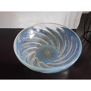 René Lalique  Vasque Aux Poissons En Verre Pressé Moulé Opalescent 